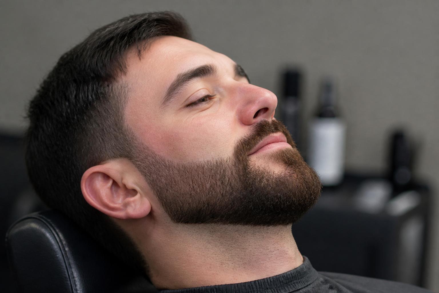 Careful beard grooming detail